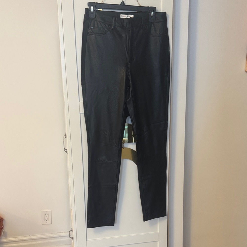 Avec Les Filles Black Faux Leather Pants